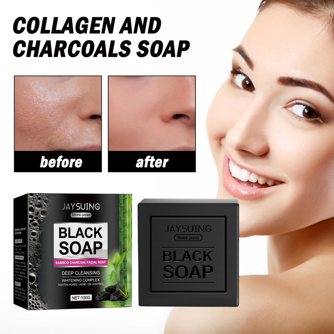 Bamboo Charcoal Cleansing Soap, Refreshing Oil Control Brightening Face Wash Soap